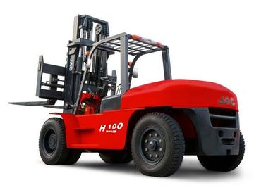 Chiny JAC 10 Ton Wózek widłowy Diesel, wózki widłowe z przeciwwagą o dużej pojemności, wózek widłowy o dużym ciężarze, kolor czerwony lub pomarańczowy dostawca